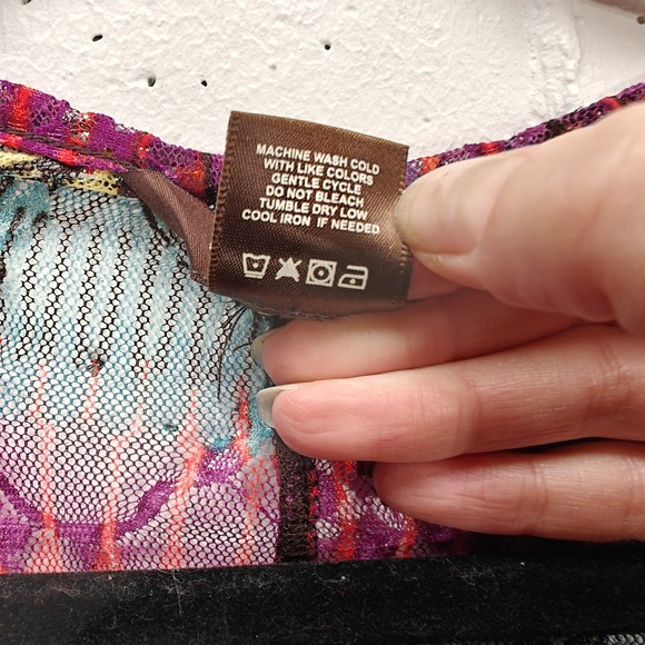 Multiples Womens Small Top Colorful Bohemian Bright Sheer Long Sleeve‎ Shirt - Picture 6 of 6